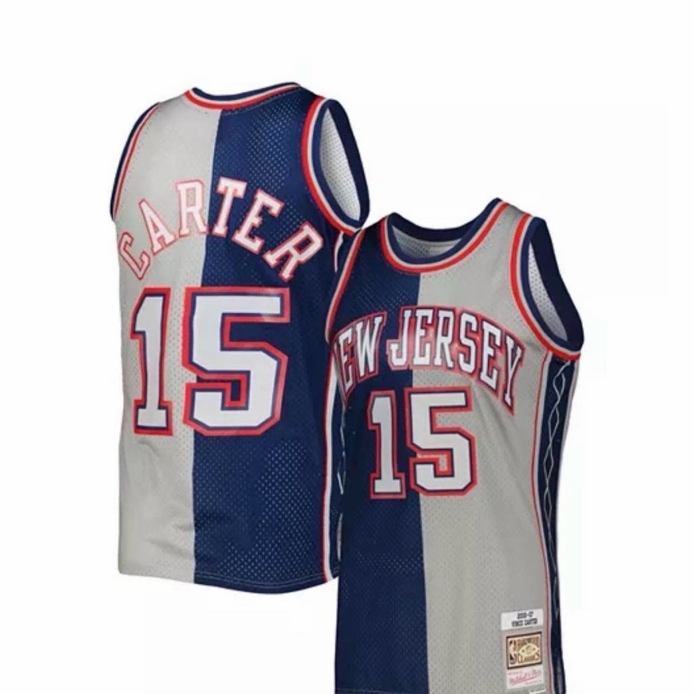 Mitchell & Ness Blue and Gray Basketball Jersey